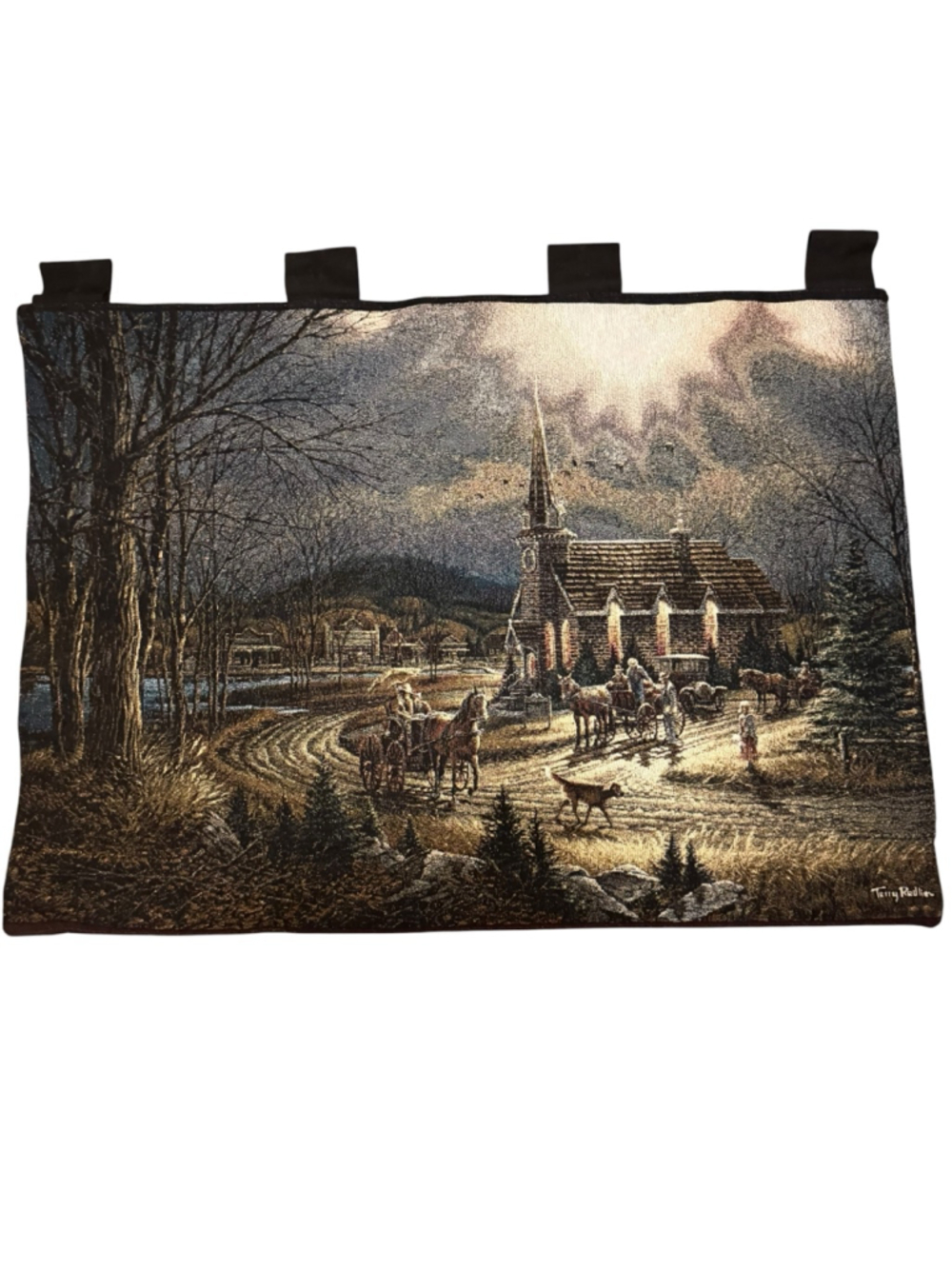 36x25 Terry Redlin God Shared His Grace On Thee Hanging Tapestry Church Dog